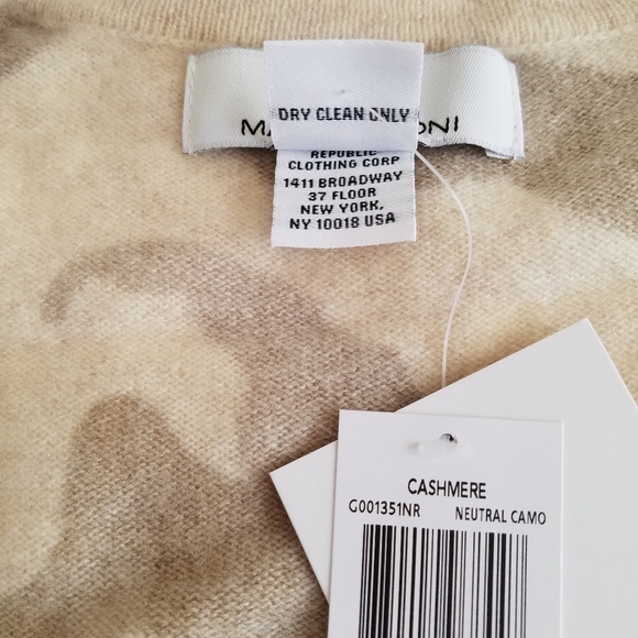 NWT 100% Cashmere Magaschoni Long Line Open Cardigan Size Small Camouflage - Picture 7 of 8